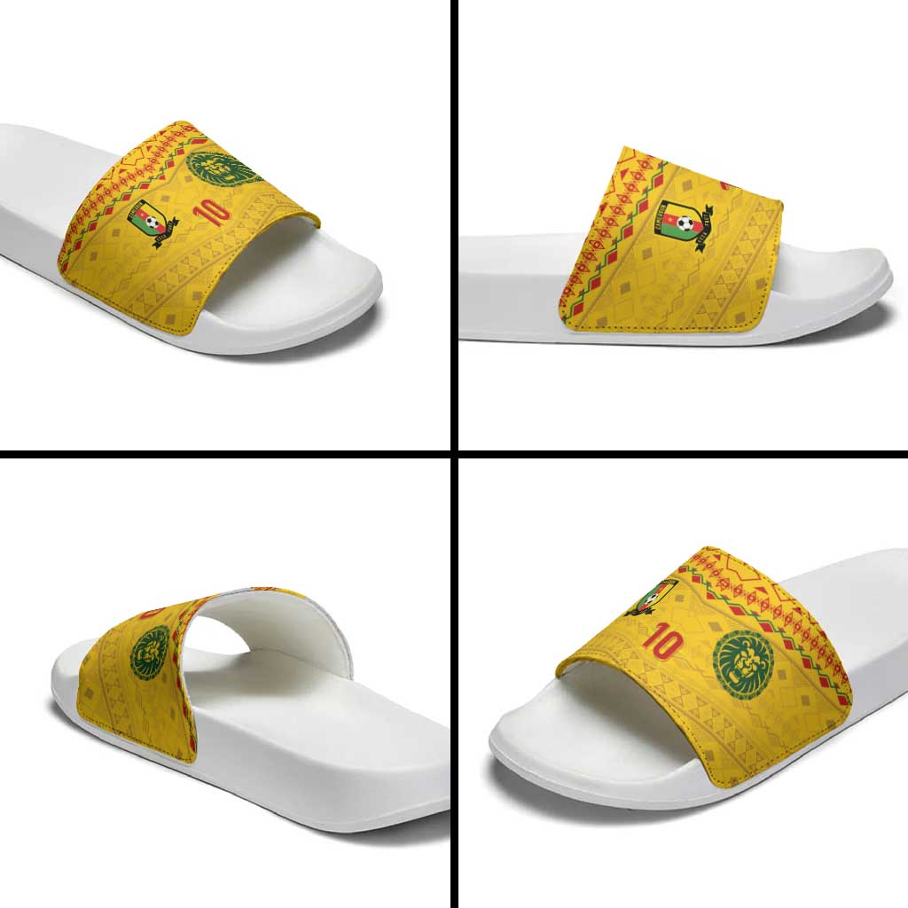 Custom Cameroon Football Slide Sandals Tribal Motifs Yellow Color LT03
