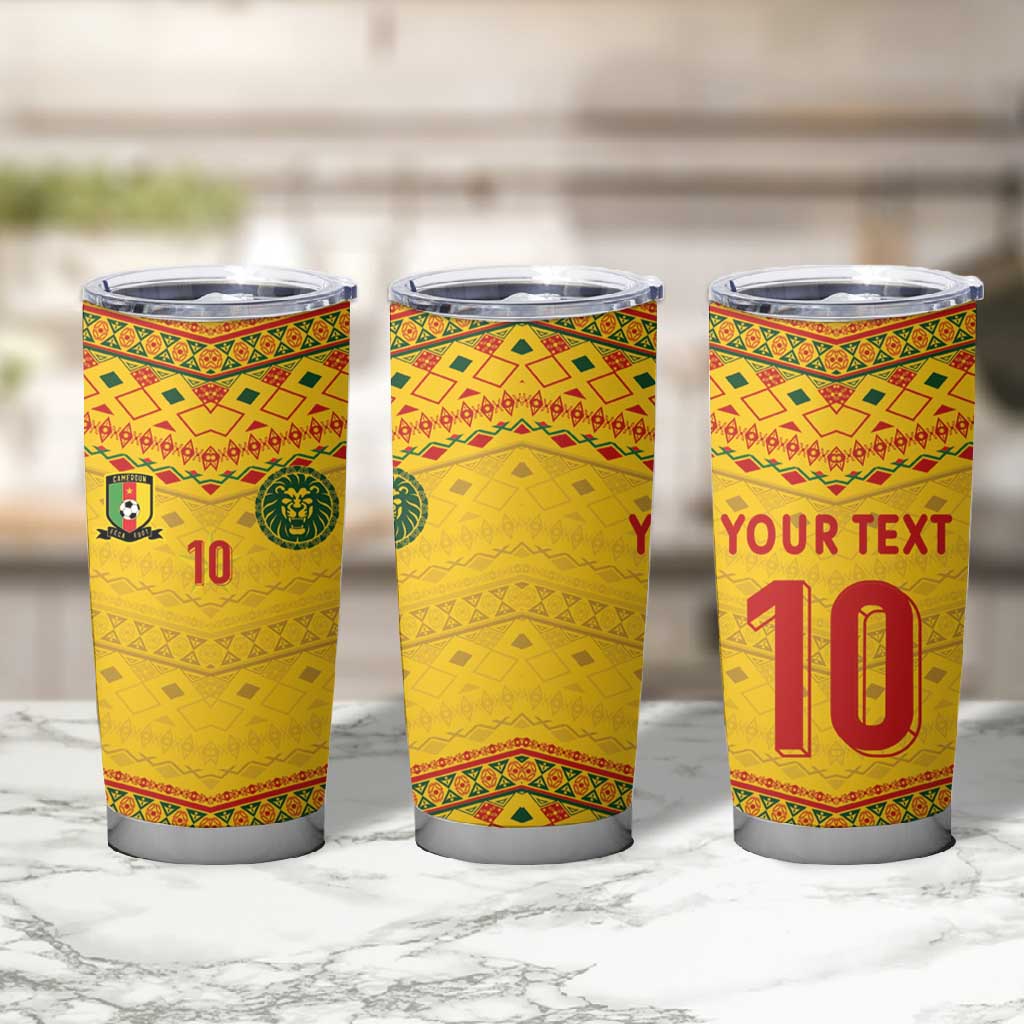 Custom Cameroon Football Tumbler Cup Tribal Motifs Yellow Color LT03