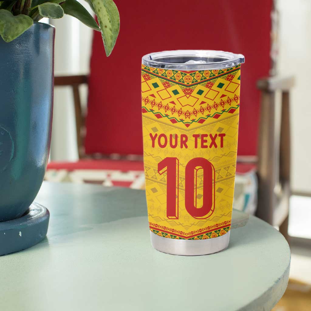 Custom Cameroon Football Tumbler Cup Tribal Motifs Yellow Color LT03