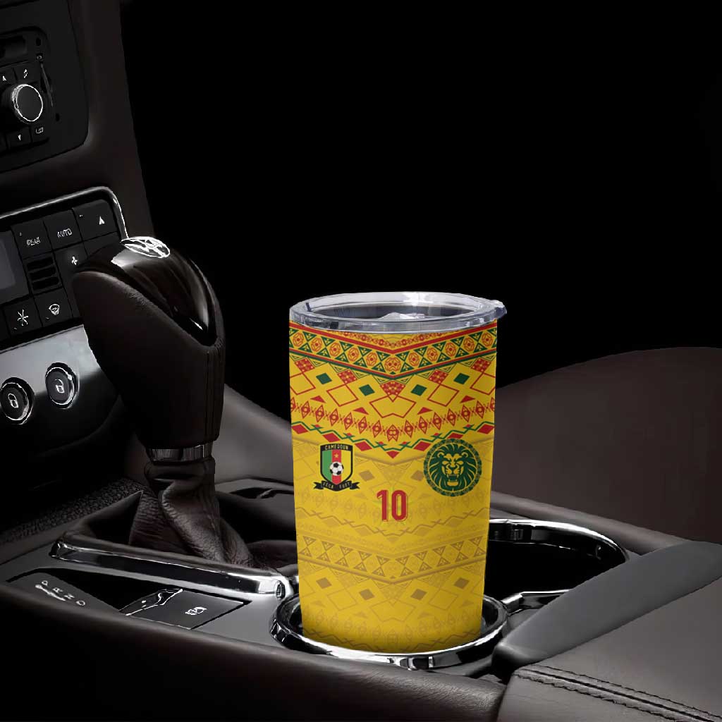 Custom Cameroon Football Tumbler Cup Tribal Motifs Yellow Color LT03