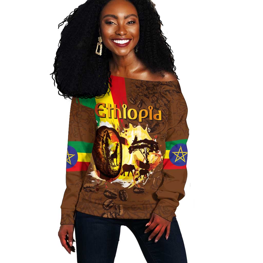 Ethiopia's Pride - Coffee Culture Off Shoulder Sweater LT03