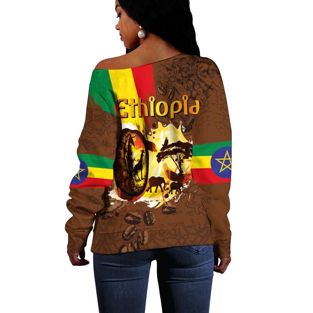 Ethiopia's Pride - Coffee Culture Off Shoulder Sweater LT03
