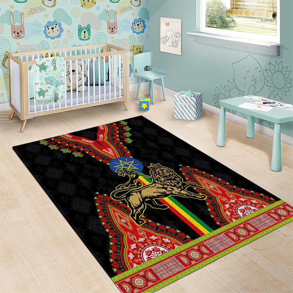 Ethiopia Lion of Judah and The Star Seal Area Rug Dashiki Style LT03
