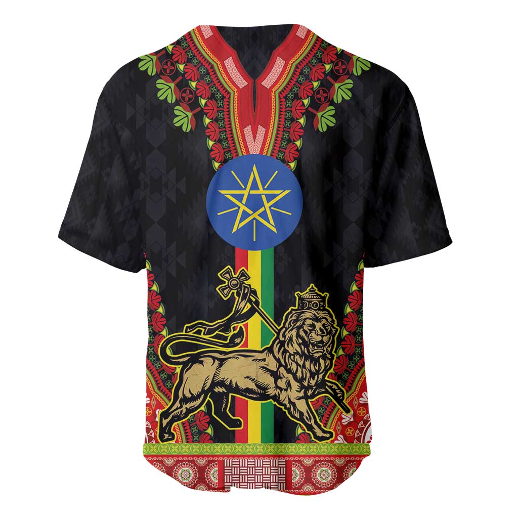 Ethiopia Lion of Judah and The Star Seal Baseball Jersey Dashiki Style LT03