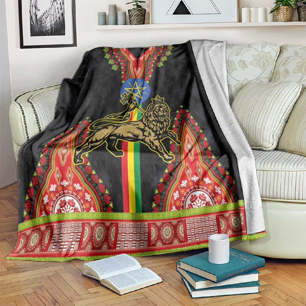Ethiopia Lion of Judah and The Star Seal Blanket Dashiki Style LT03