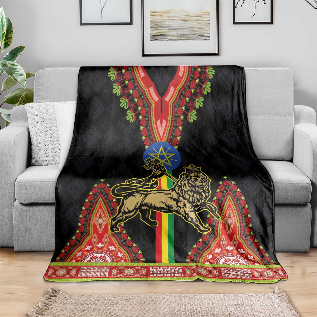 Ethiopia Lion of Judah and The Star Seal Blanket Dashiki Style LT03