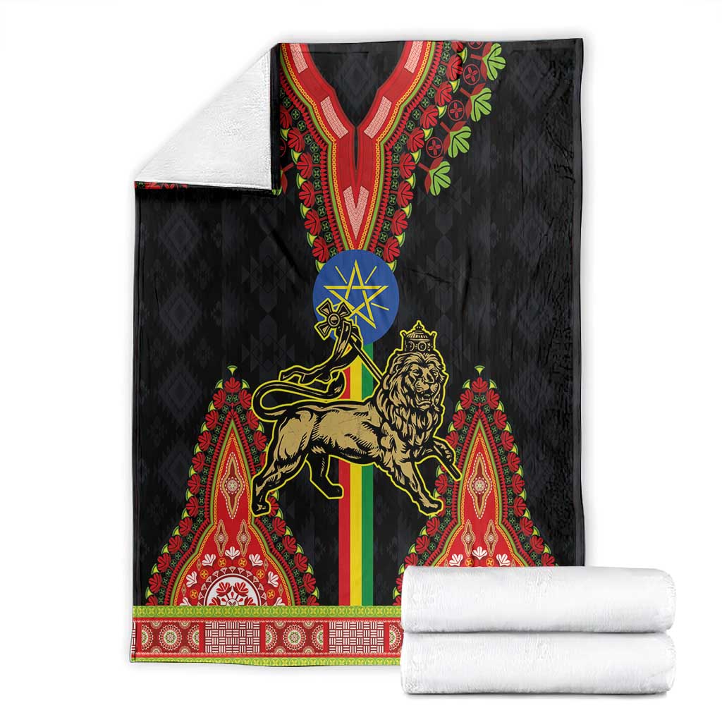 Ethiopia Lion of Judah and The Star Seal Blanket Dashiki Style LT03