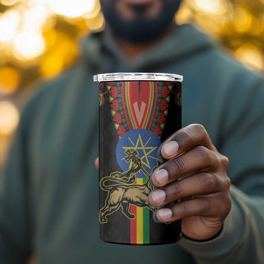 Ethiopia Lion of Judah and The Star Seal 4 in 1 Can Cooler Tumbler Dashiki Style LT03