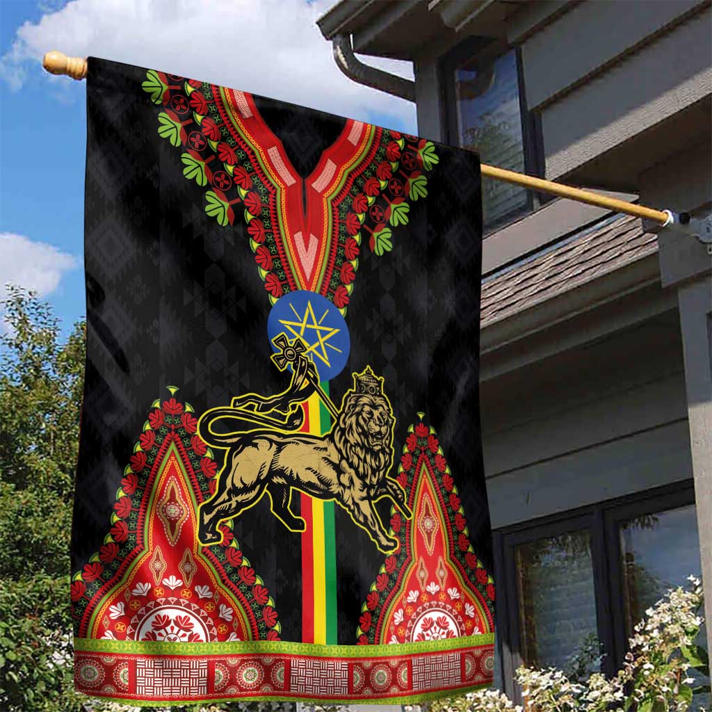Ethiopia Lion of Judah and The Star Seal Garden Flag Dashiki Style LT03