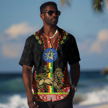 Ethiopia Lion of Judah and The Star Seal Hawaiian Shirt Dashiki Style LT03