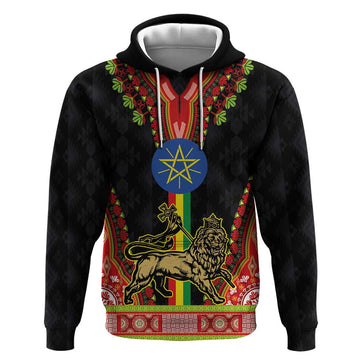 Ethiopia Culture Hoodie Lion of Judah with The Star Seal - Dashiki Style LT03