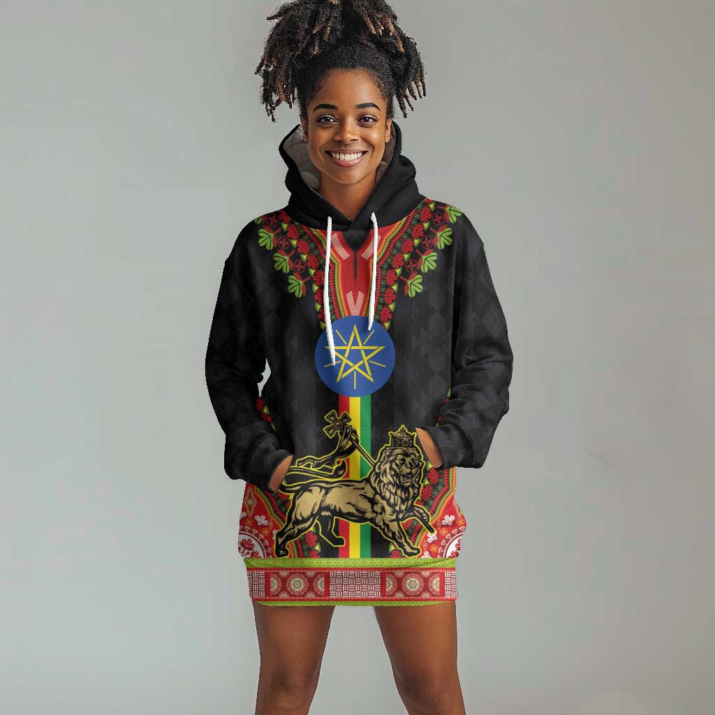 Ethiopia Lion of Judah and The Star Seal Hoodie Dress Dashiki Style LT03