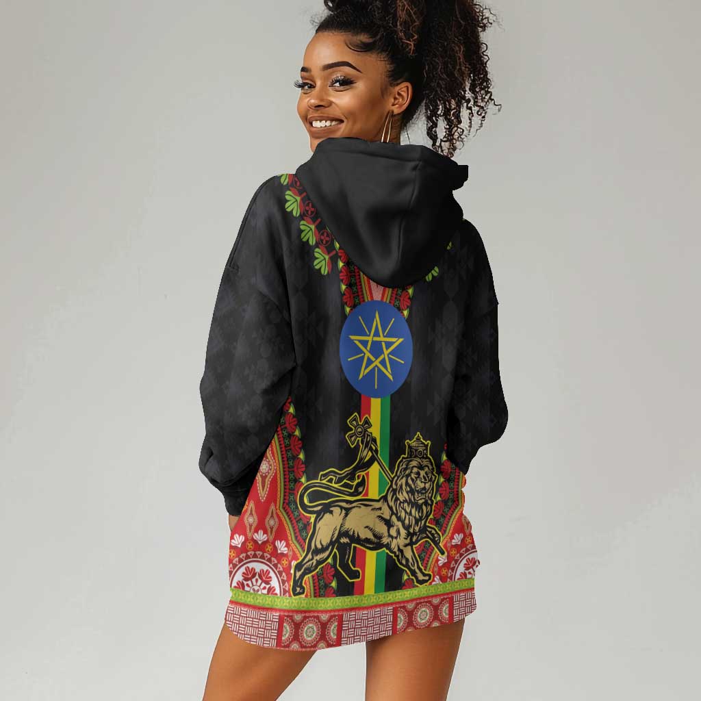 Ethiopia Lion of Judah and The Star Seal Hoodie Dress Dashiki Style LT03
