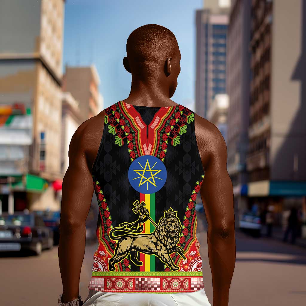 Ethiopia Lion of Judah and The Star Seal Men Tank Top Dashiki Style LT03