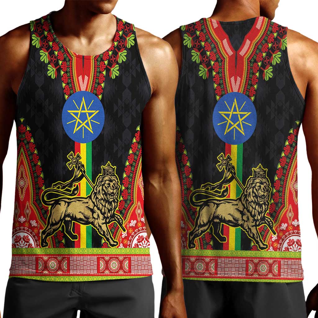 Ethiopia Lion of Judah and The Star Seal Men Tank Top Dashiki Style LT03