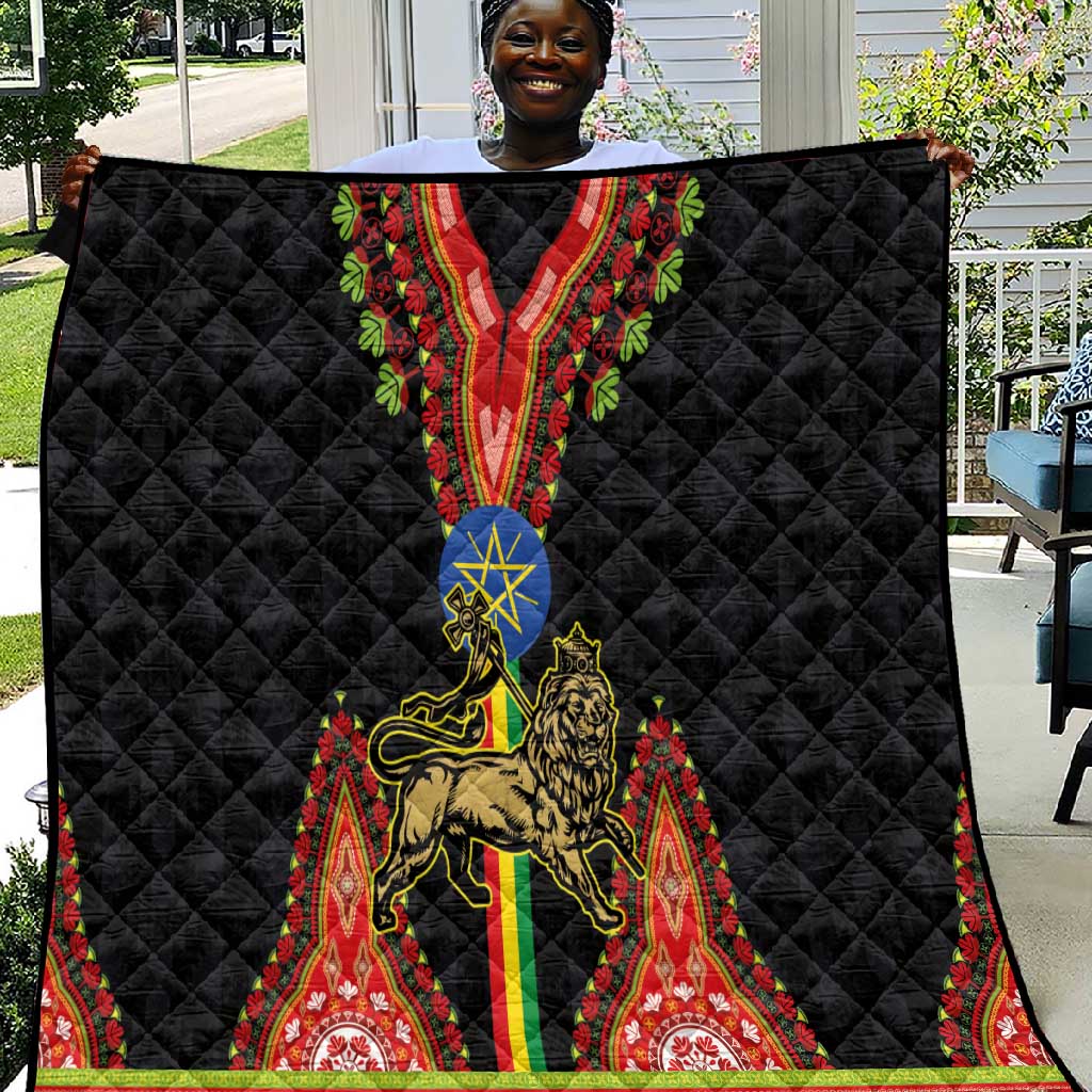 Ethiopia Lion of Judah and The Star Seal Quilt Dashiki Style LT03