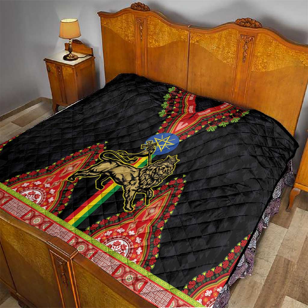Ethiopia Lion of Judah and The Star Seal Quilt Dashiki Style LT03