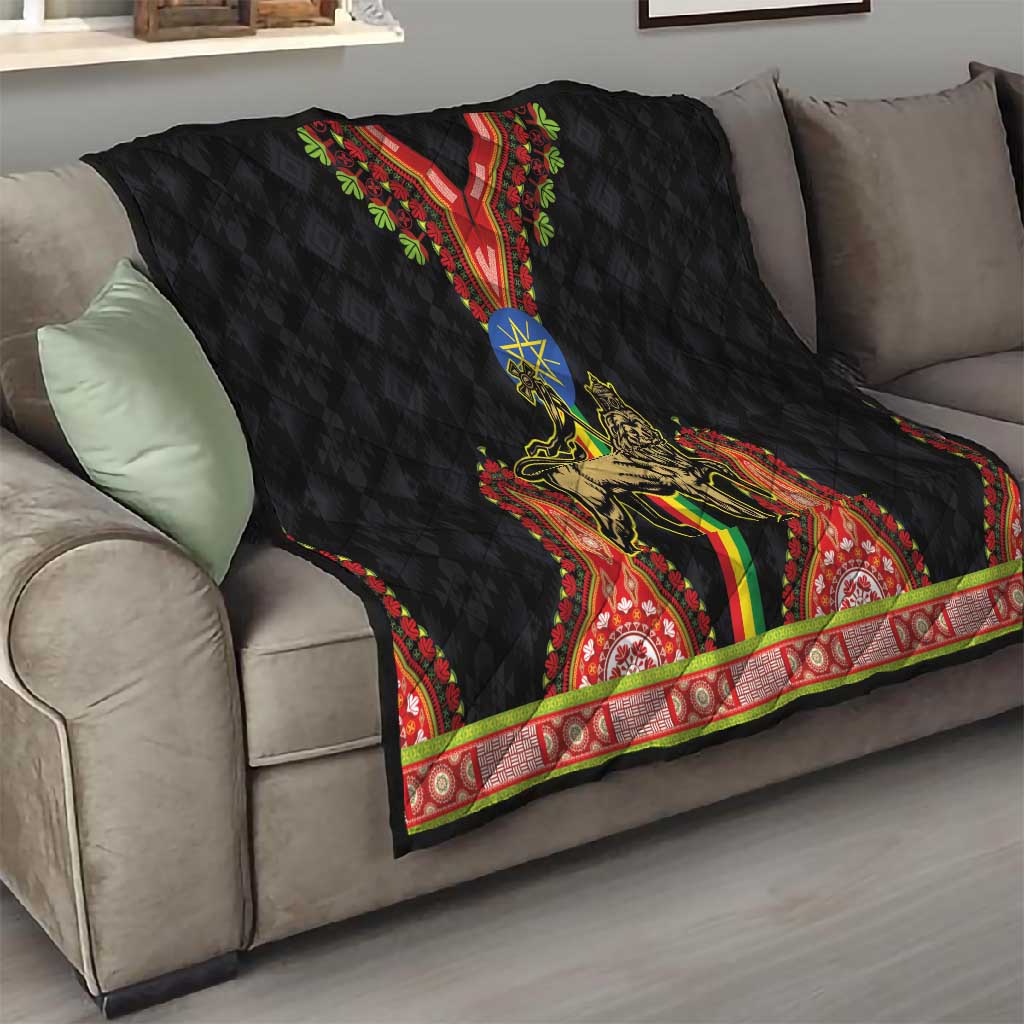Ethiopia Lion of Judah and The Star Seal Quilt Dashiki Style LT03