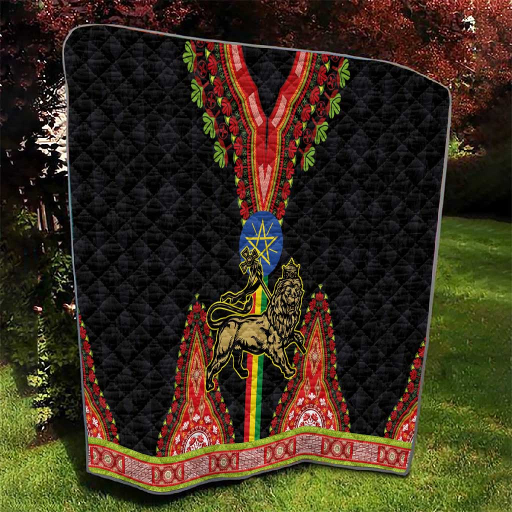 Ethiopia Lion of Judah and The Star Seal Quilt Dashiki Style LT03