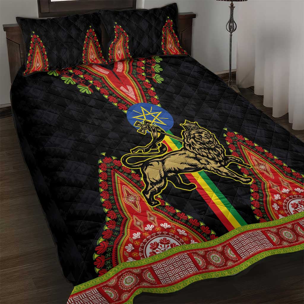 Ethiopia Lion of Judah and The Star Seal Quilt Bed Set Dashiki Style LT03