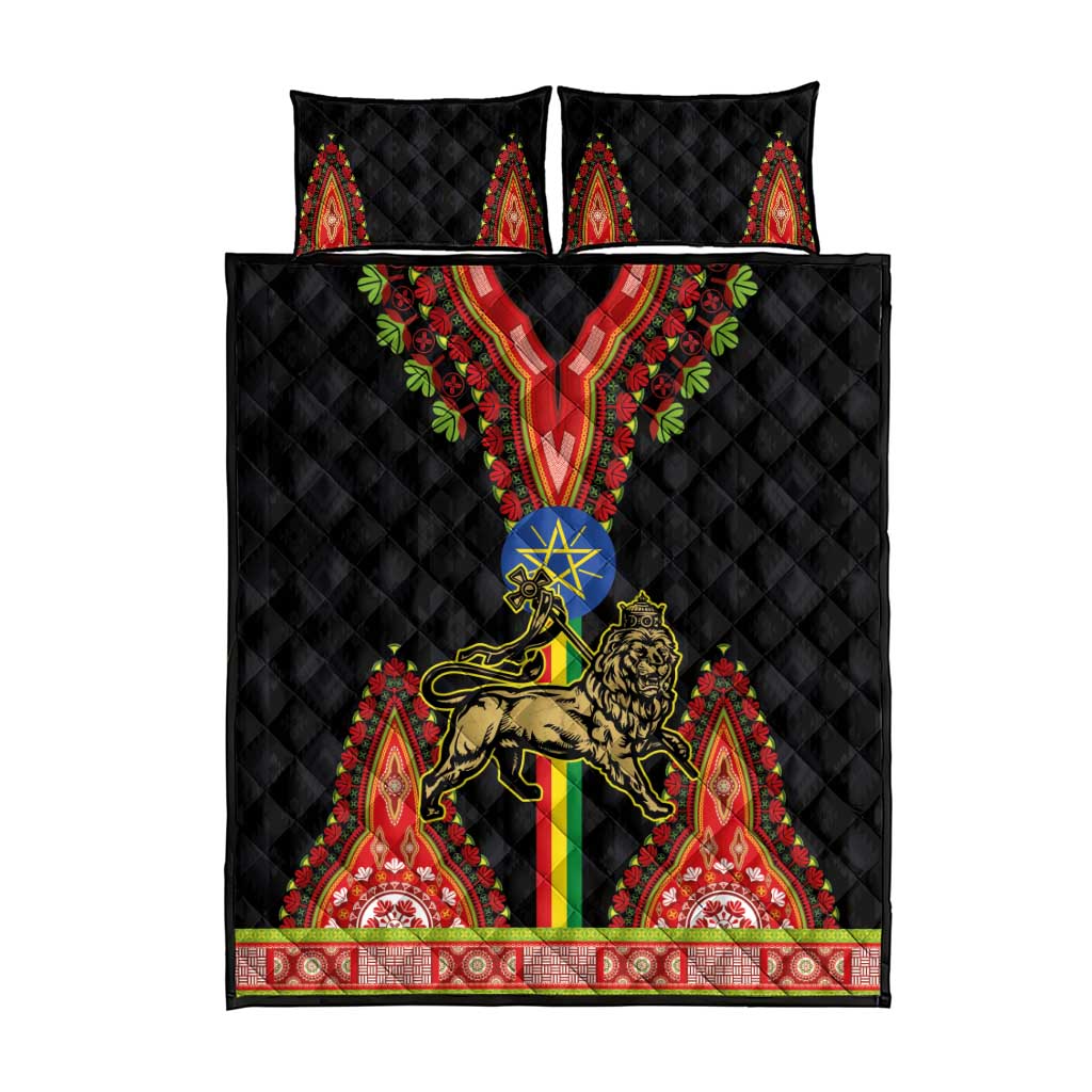 Ethiopia Lion of Judah and The Star Seal Quilt Bed Set Dashiki Style LT03