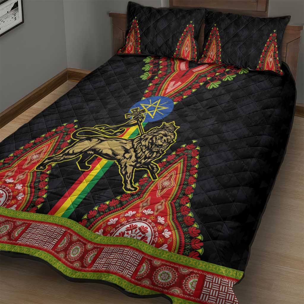 Ethiopia Lion of Judah and The Star Seal Quilt Bed Set Dashiki Style LT03