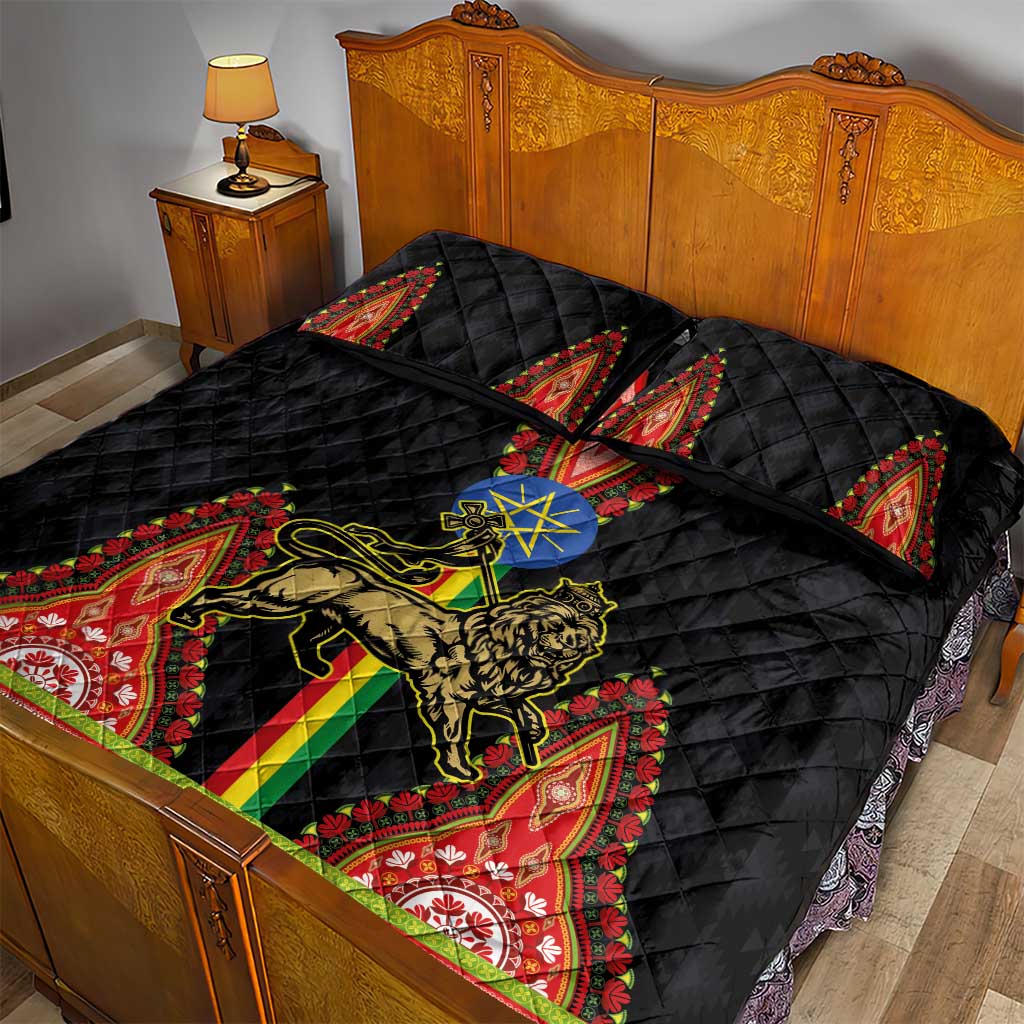 Ethiopia Lion of Judah and The Star Seal Quilt Bed Set Dashiki Style LT03