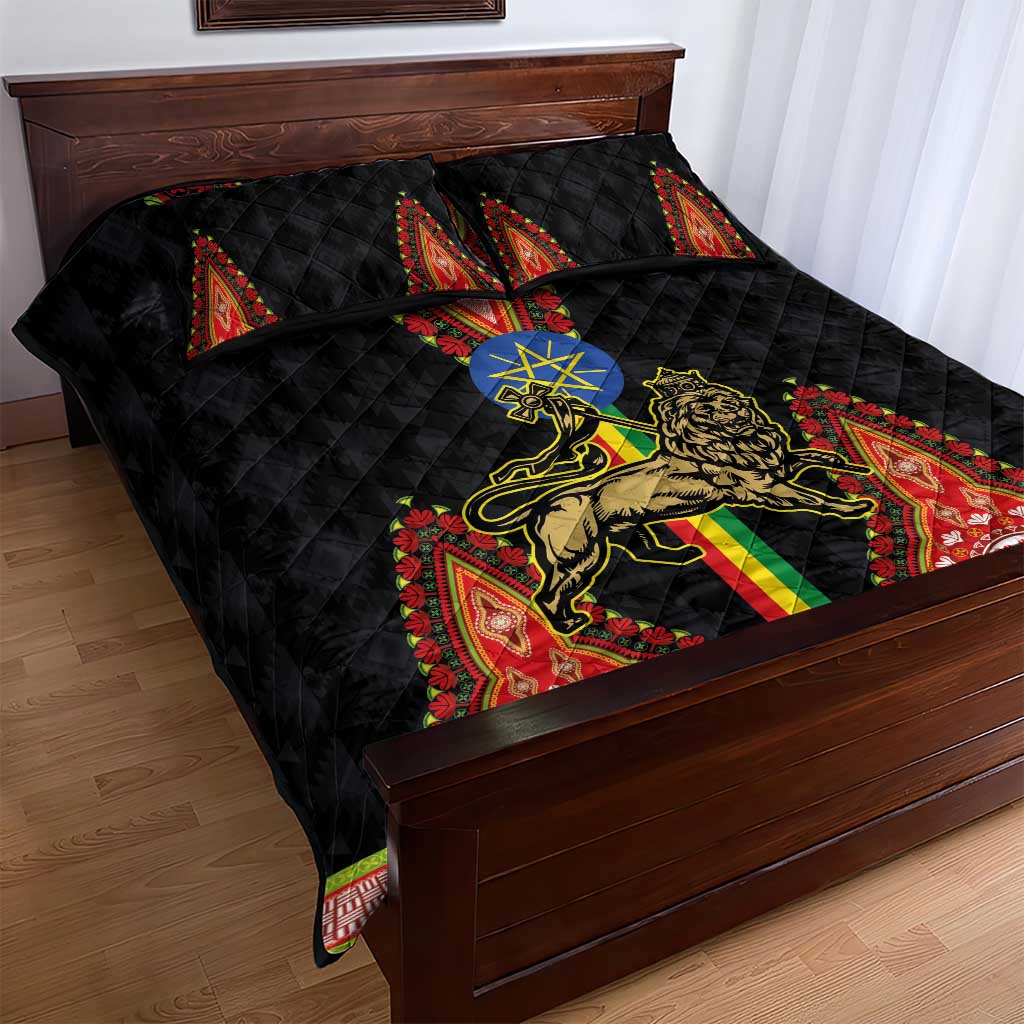 Ethiopia Lion of Judah and The Star Seal Quilt Bed Set Dashiki Style LT03