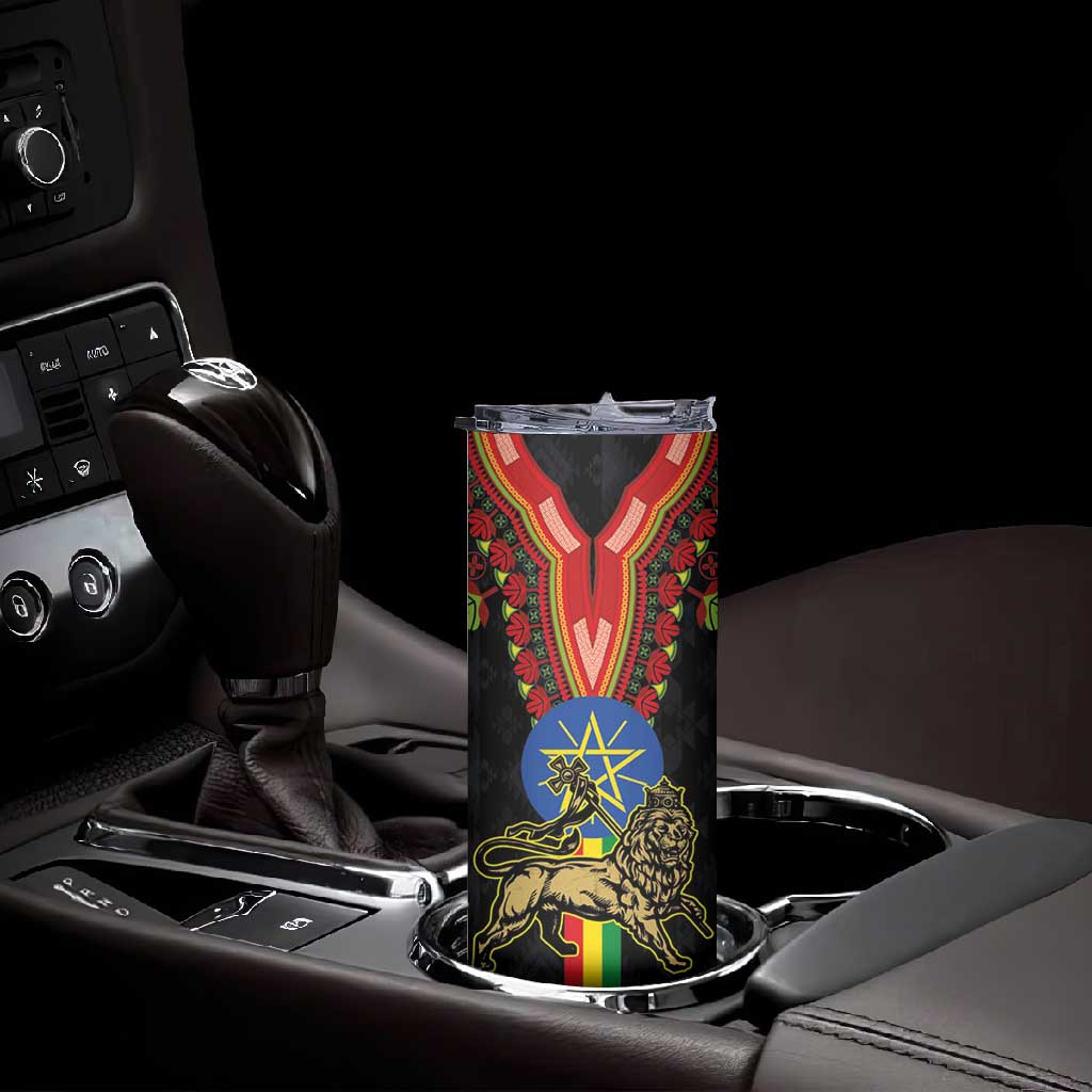 Ethiopia Lion of Judah and The Star Seal Skinny Tumbler Dashiki Style LT03