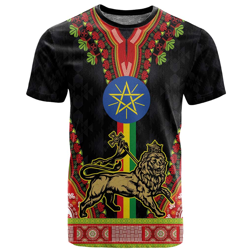 Ethiopia Lion of Judah and The Star Seal T shirt Dashiki Style LT03