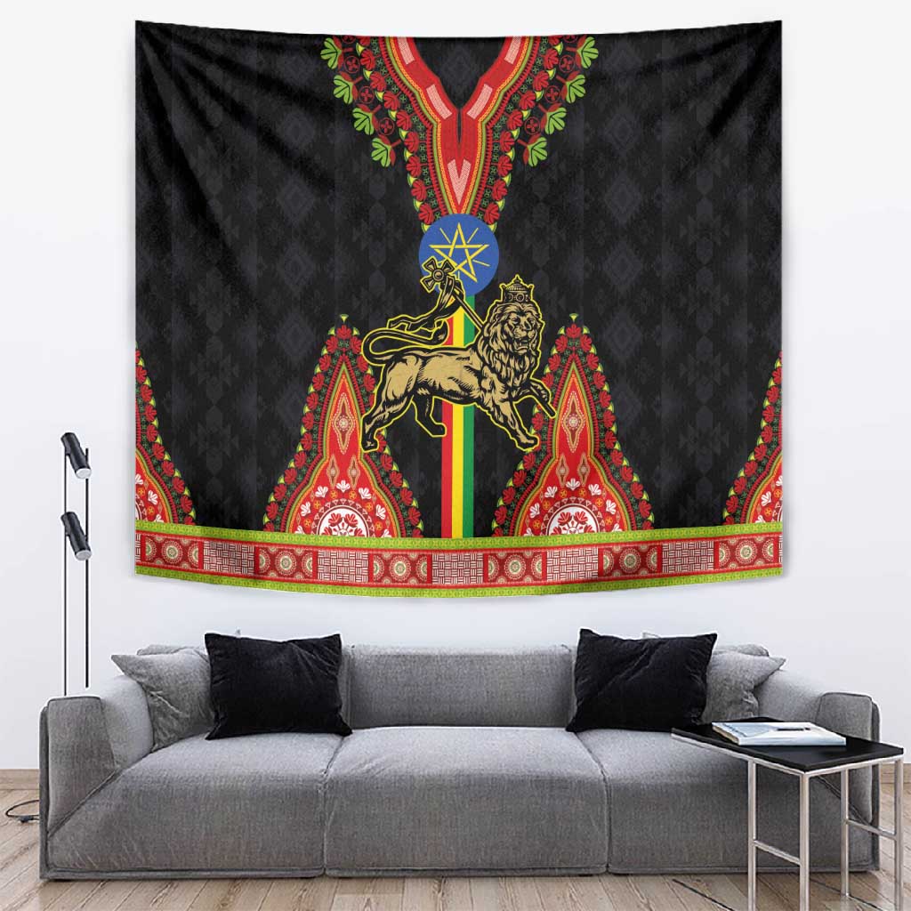 Ethiopia Lion of Judah and The Star Seal Tapestry Dashiki Style LT03