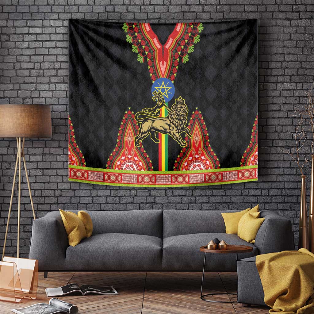 Ethiopia Lion of Judah and The Star Seal Tapestry Dashiki Style LT03