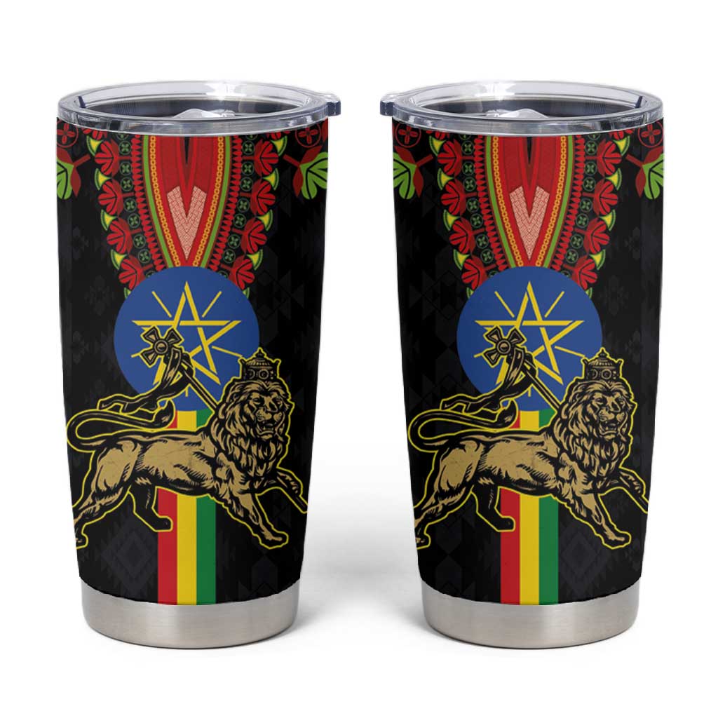 Ethiopia Lion of Judah and The Star Seal Tumbler Cup Dashiki Style LT03