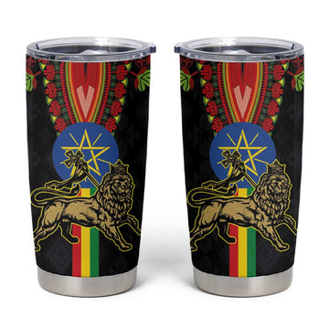 Ethiopia Lion of Judah and The Star Seal Tumbler Cup Dashiki Style LT03