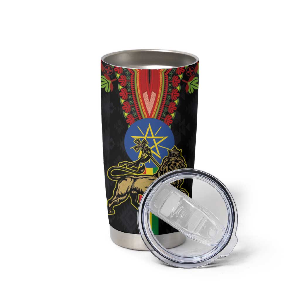 Ethiopia Lion of Judah and The Star Seal Tumbler Cup Dashiki Style LT03
