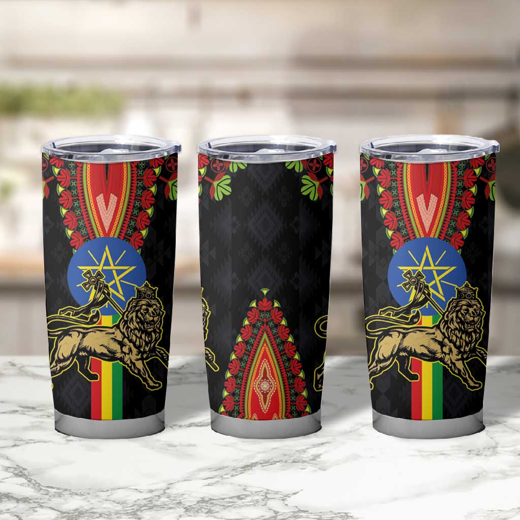 Ethiopia Lion of Judah and The Star Seal Tumbler Cup Dashiki Style LT03