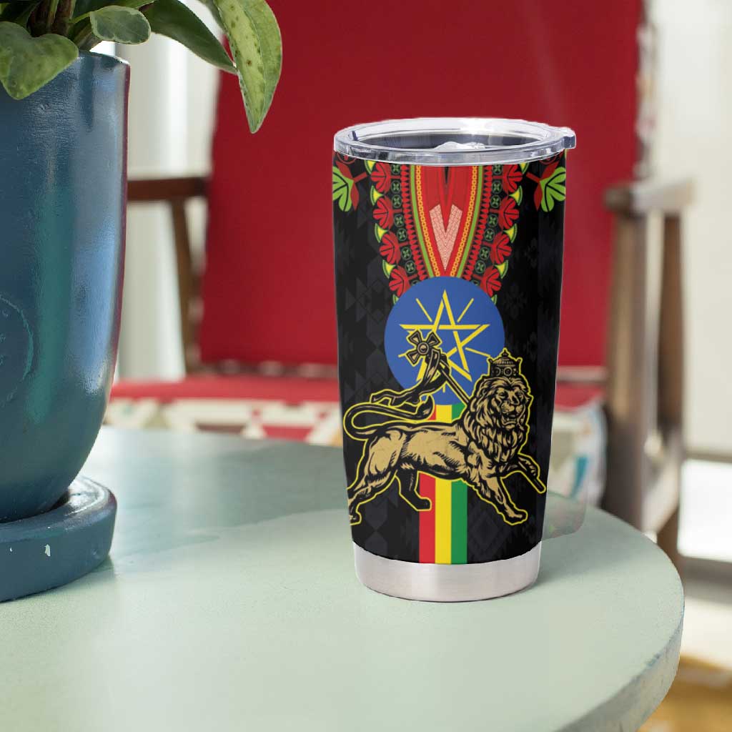 Ethiopia Lion of Judah and The Star Seal Tumbler Cup Dashiki Style LT03