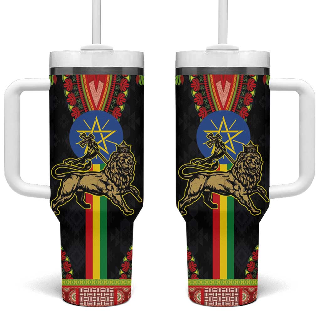 Ethiopia Lion of Judah and The Star Seal Tumbler With Handle Dashiki Style LT03