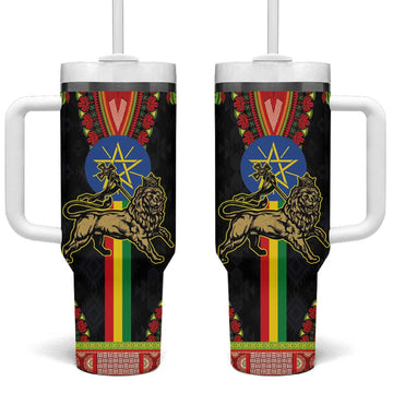 Ethiopia Lion of Judah and The Star Seal Tumbler With Handle Dashiki Style LT03