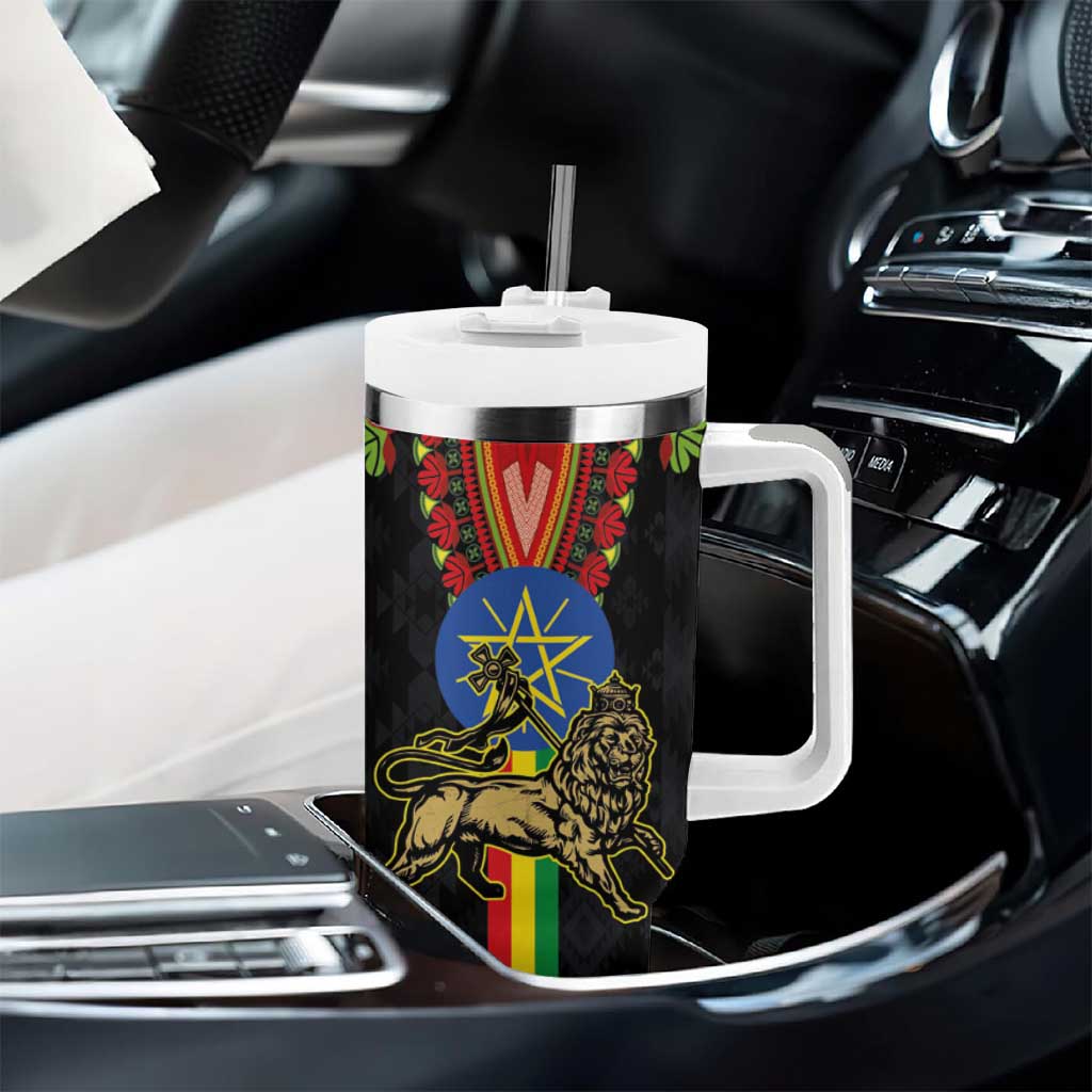 Ethiopia Lion of Judah and The Star Seal Tumbler With Handle Dashiki Style LT03