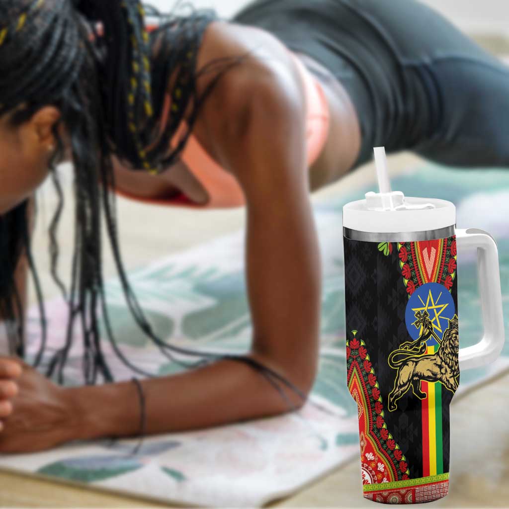 Ethiopia Lion of Judah and The Star Seal Tumbler With Handle Dashiki Style LT03