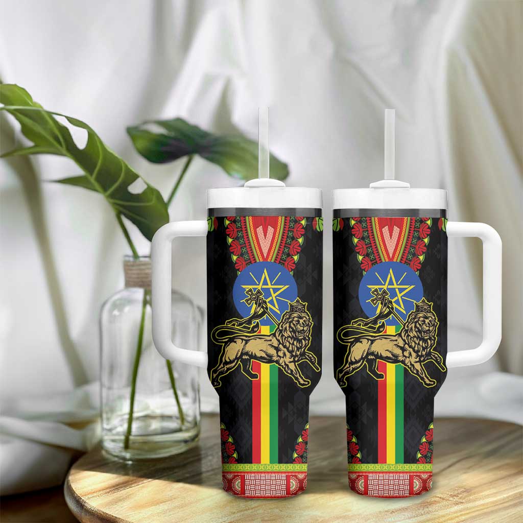 Ethiopia Lion of Judah and The Star Seal Tumbler With Handle Dashiki Style LT03