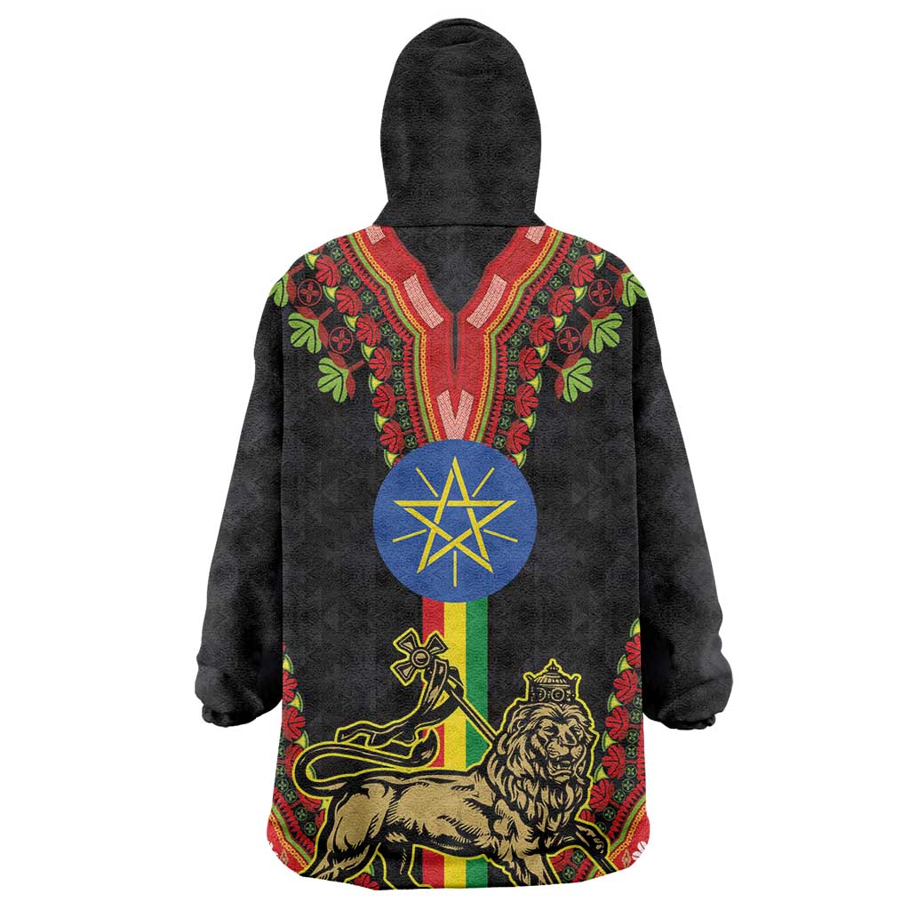 Ethiopia Lion of Judah and The Star Seal Wearable Blanket Hoodie Dashiki Style LT03