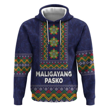 Philippines Merry Christmas Hoodie Maligayang Pasko with Parol and Xmas Pattern Barong Style LT03