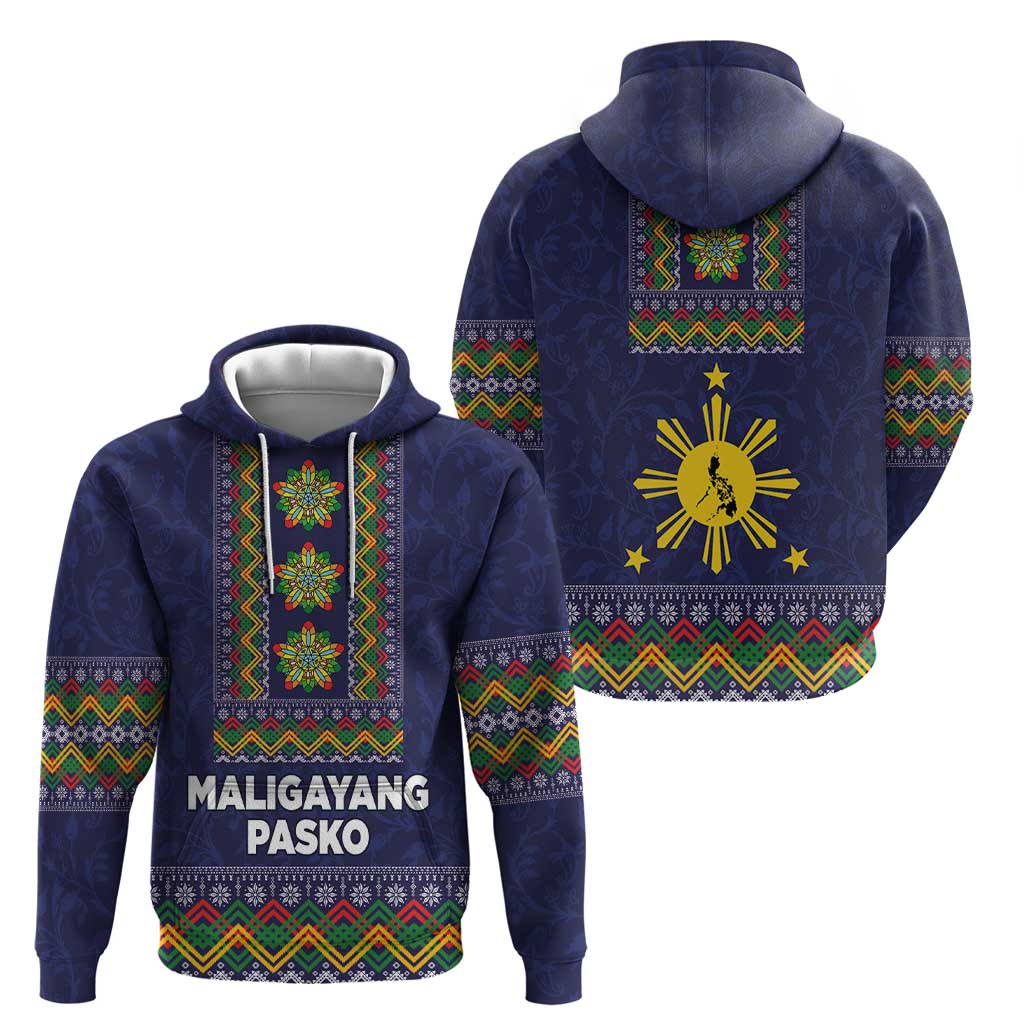 Philippines Merry Christmas Hoodie Maligayang Pasko with Parol and Xmas Pattern Barong Style LT03