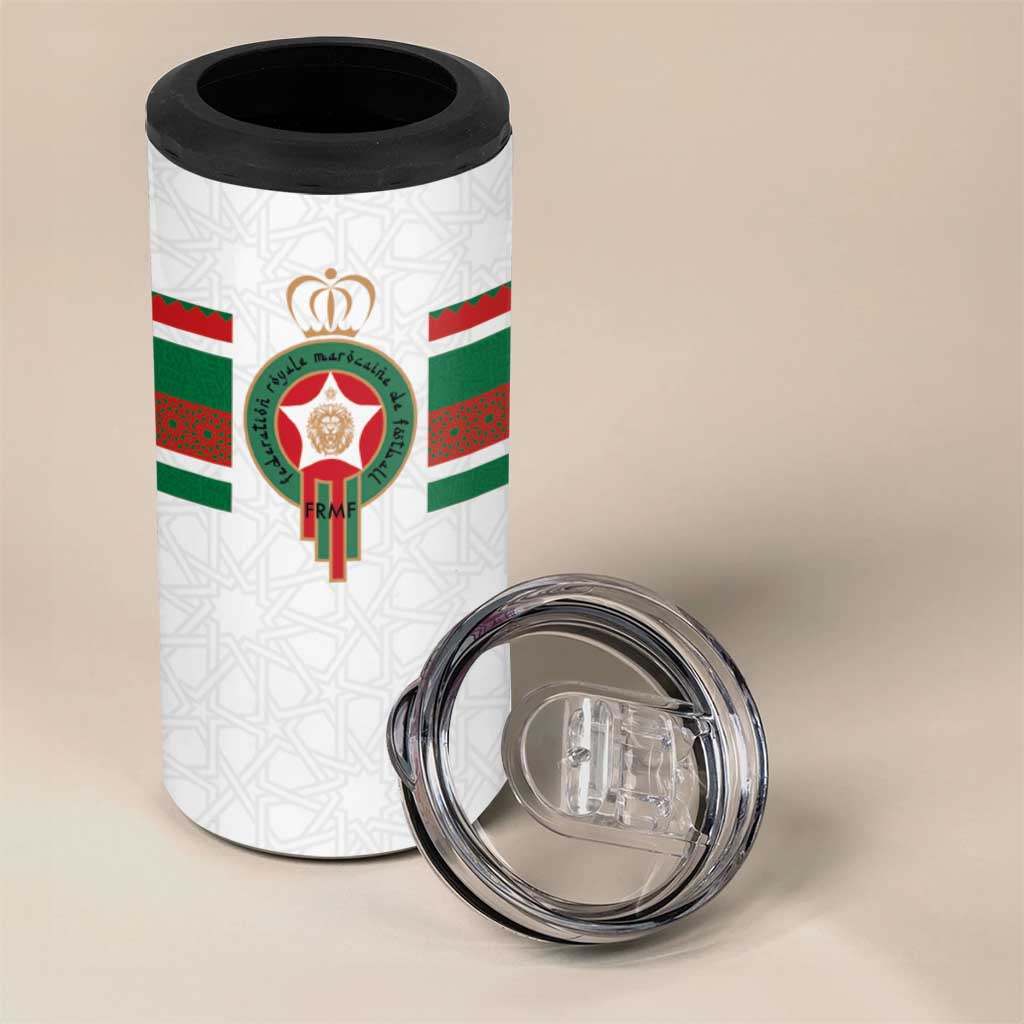 Custom Moroccan Football 4 in 1 Can Cooler Tumbler The Hunt of Atlas Lions LT03