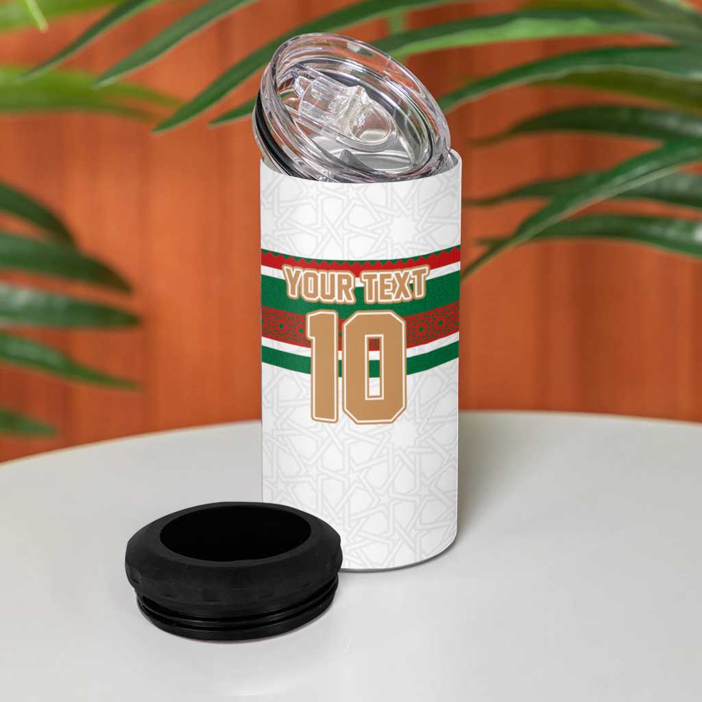 Custom Moroccan Football 4 in 1 Can Cooler Tumbler The Hunt of Atlas Lions LT03