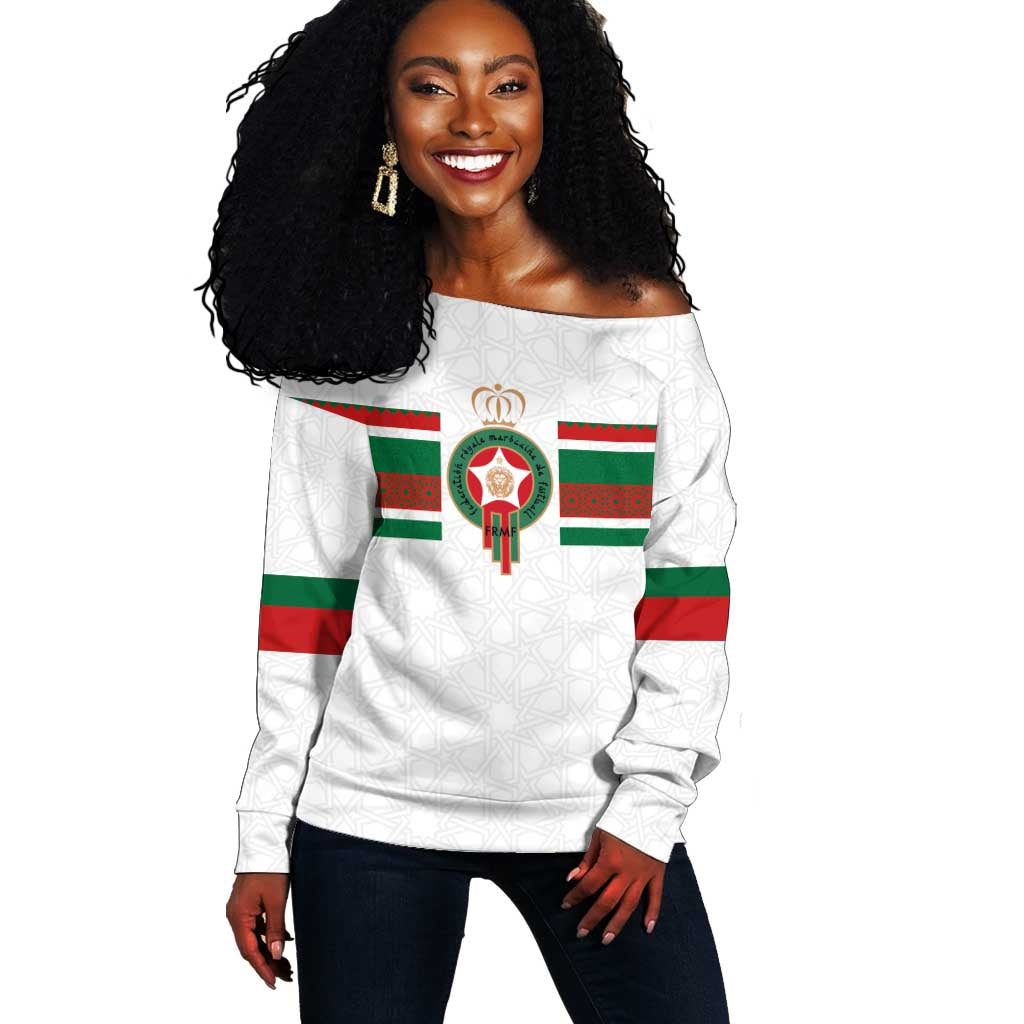 Custom Moroccan Football Off Shoulder Sweater The Hunt of Atlas Lions LT03