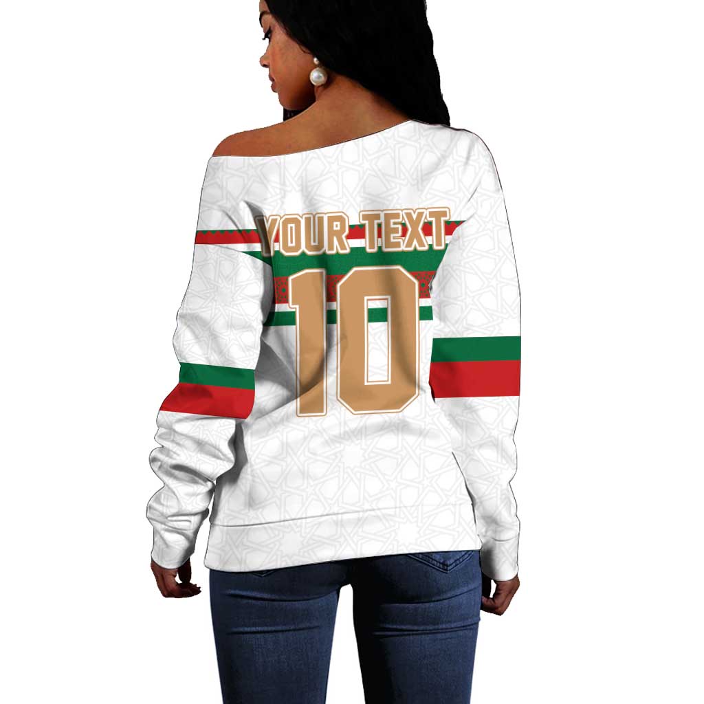Custom Moroccan Football Off Shoulder Sweater The Hunt of Atlas Lions LT03