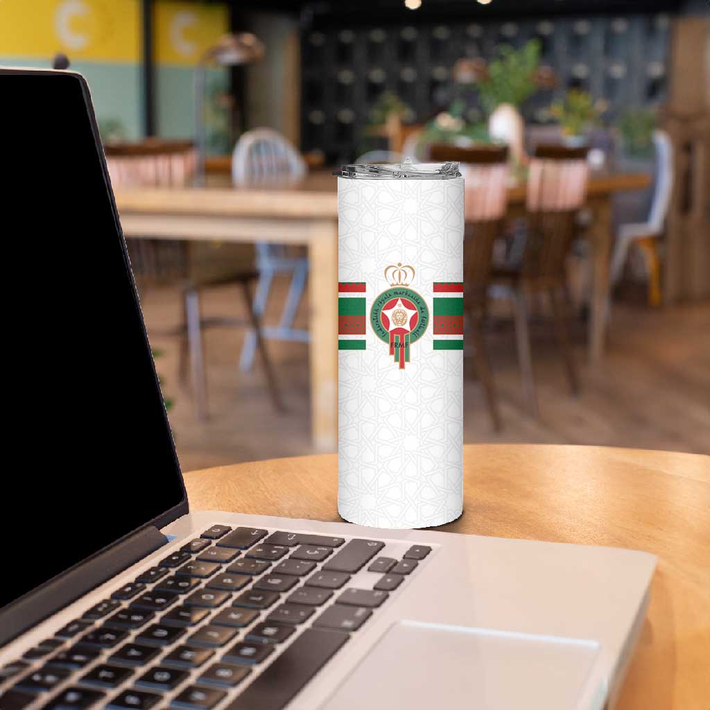 Custom Moroccan Football Skinny Tumbler The Hunt of Atlas Lions LT03